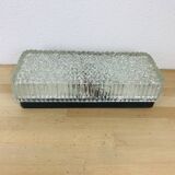 Holophane rectangular wall light in chiseled glass from the 60s
