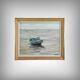 Painting "Boat at Low Tide", signed J-P. Guinegault – 2nd part of the 20th century