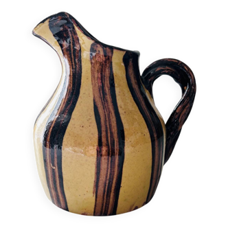 Striped decorative pitcher signed