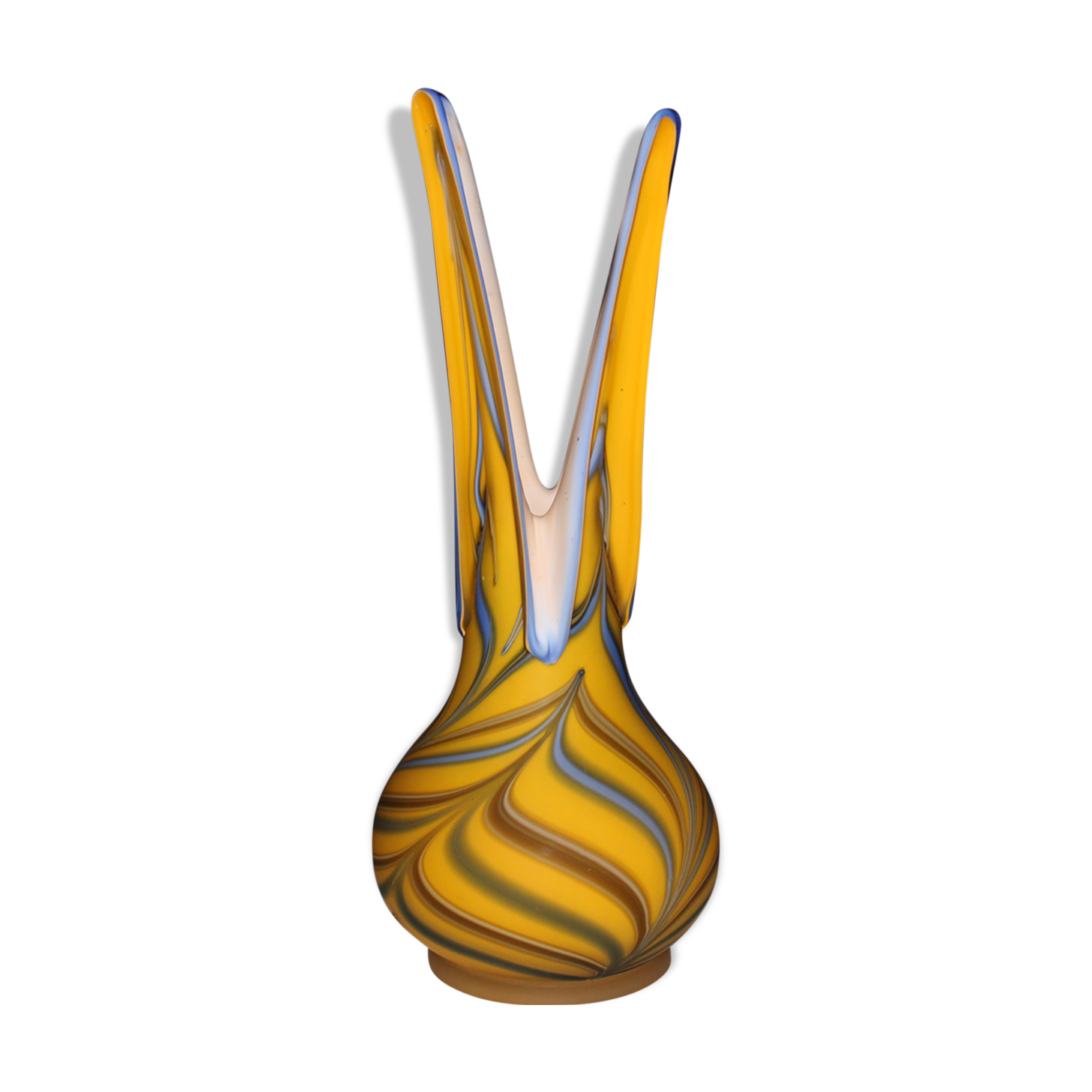 Colorful vase yellow glass paste - year 1980