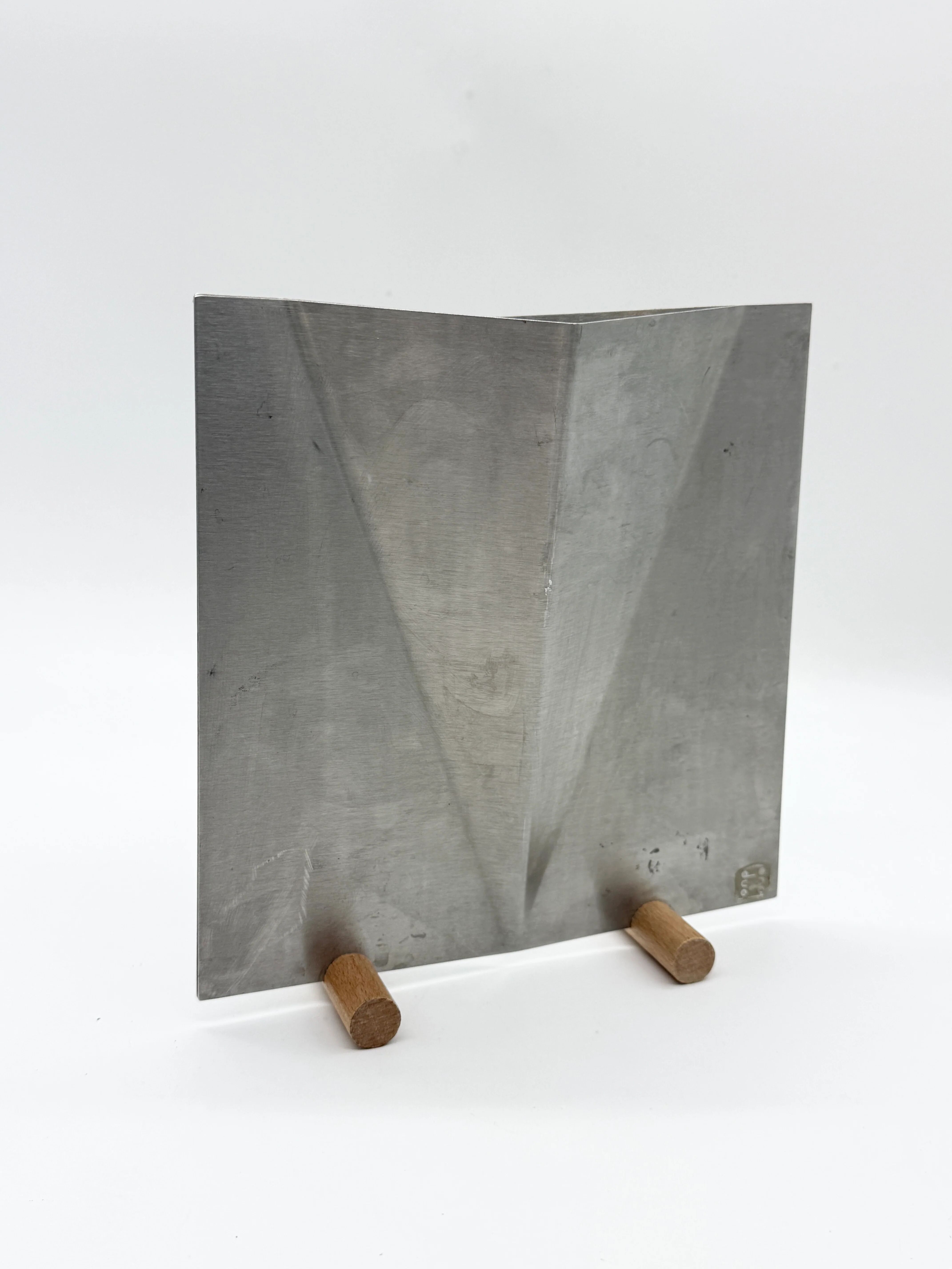 Sculptural brushed aluminium vase, 1980s