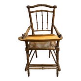 Old bamboo baby or doll high chair from the early 20th century