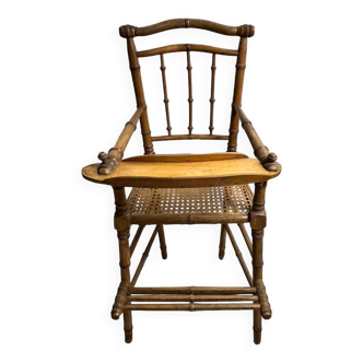 Old bamboo baby or doll high chair from the early 20th century