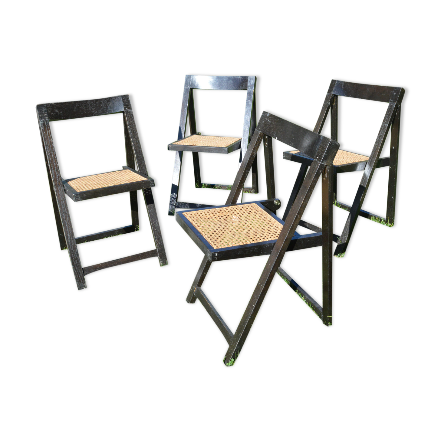 Suite of four folding chairs