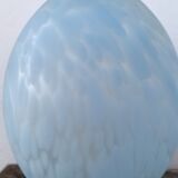 Lampe oeuf Domec Luminaires, en verre bleu moucheté, 1970