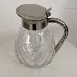 Cut glass and silver-plated metal ice carafe