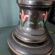 Black turned wooden lamp base – painted floral decoration – 1950s/60s
