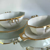 "Schlaggenwald" Czechoslovakia Art Deco gold trim on white set of 2 saucers