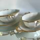 "Schlaggenwald" Czechoslovakia Art Deco gold trim on white set of 2 saucers