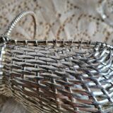 Woven silver-plated metal basket