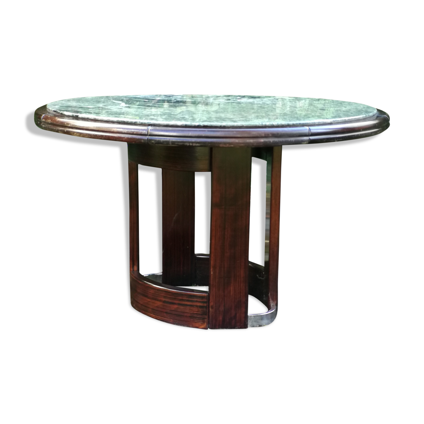 Art Deco round table in green marble