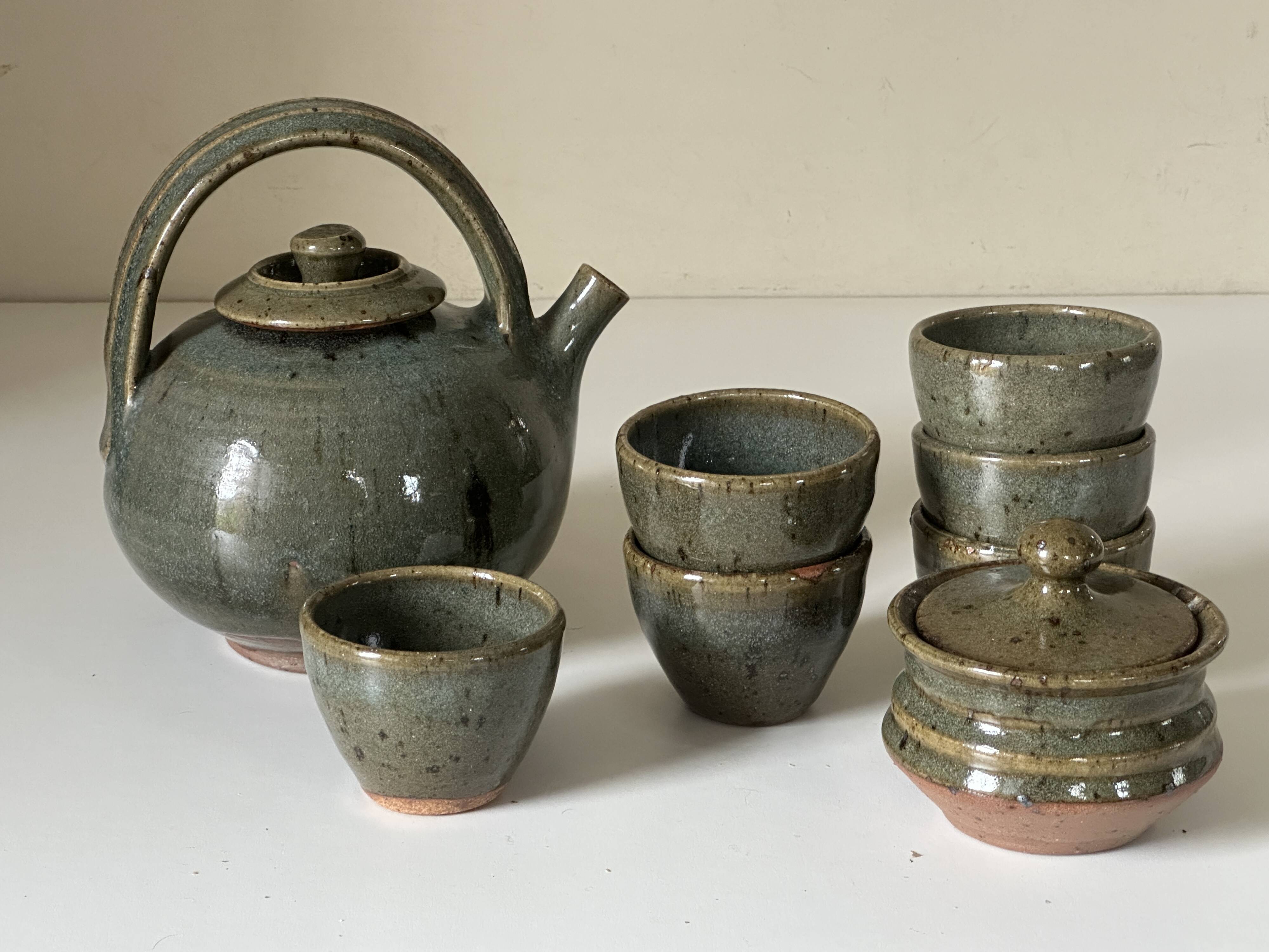 Vintage Gustave Tiffoche ceramic tea set from the 60s