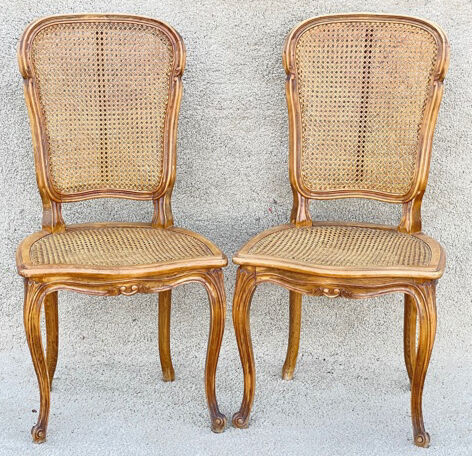 Pair of canned chairs