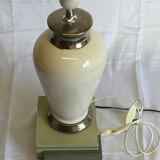 White ceramic lamp cracked effect and silver