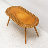 Mid century rattan stool by Jan Kalous for ÚLUV, 1960´s, Czechoslovakia