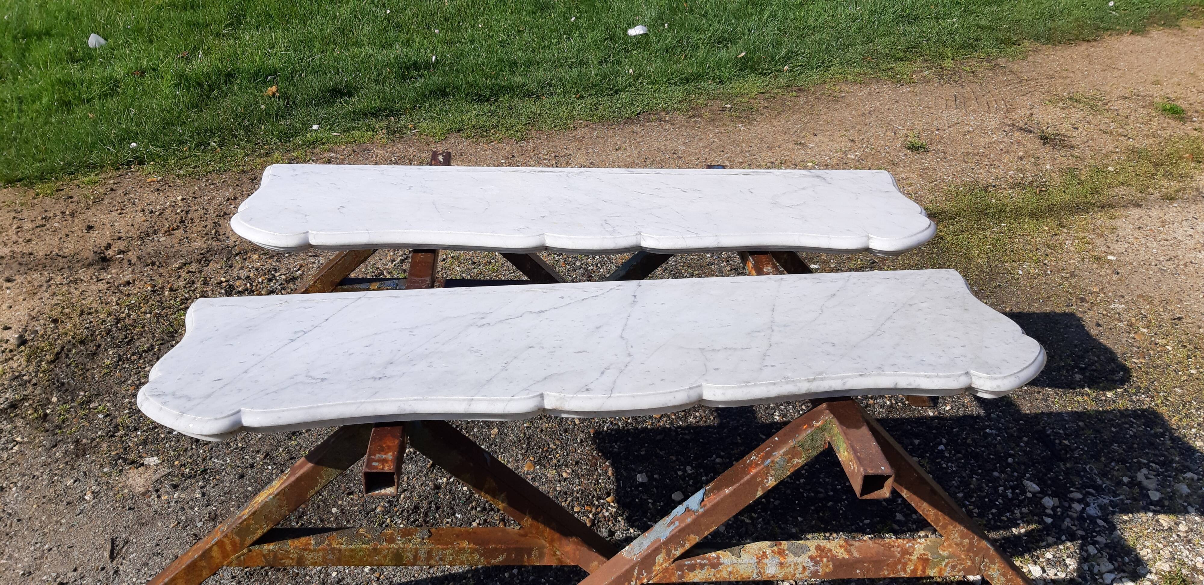 Pair of White Marble Shelves