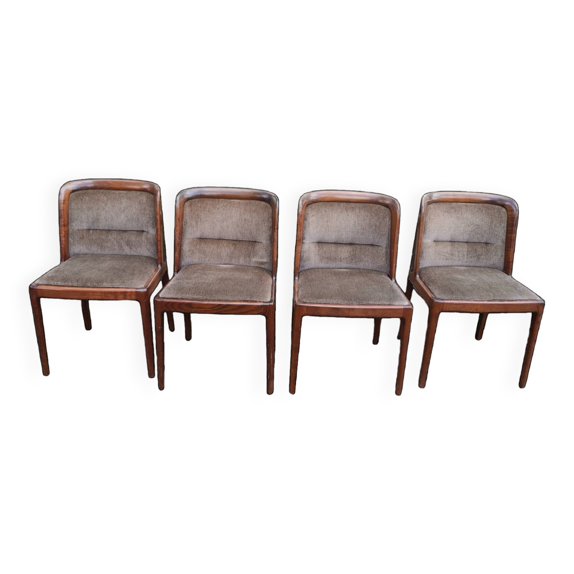 Set of 4 Dining Room Chairs - Dark Wood - Fabric - Scandinavian