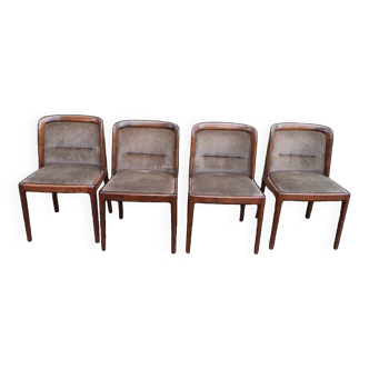 Set of 4 Dining Room Chairs - Dark Wood - Fabric - Scandinavian