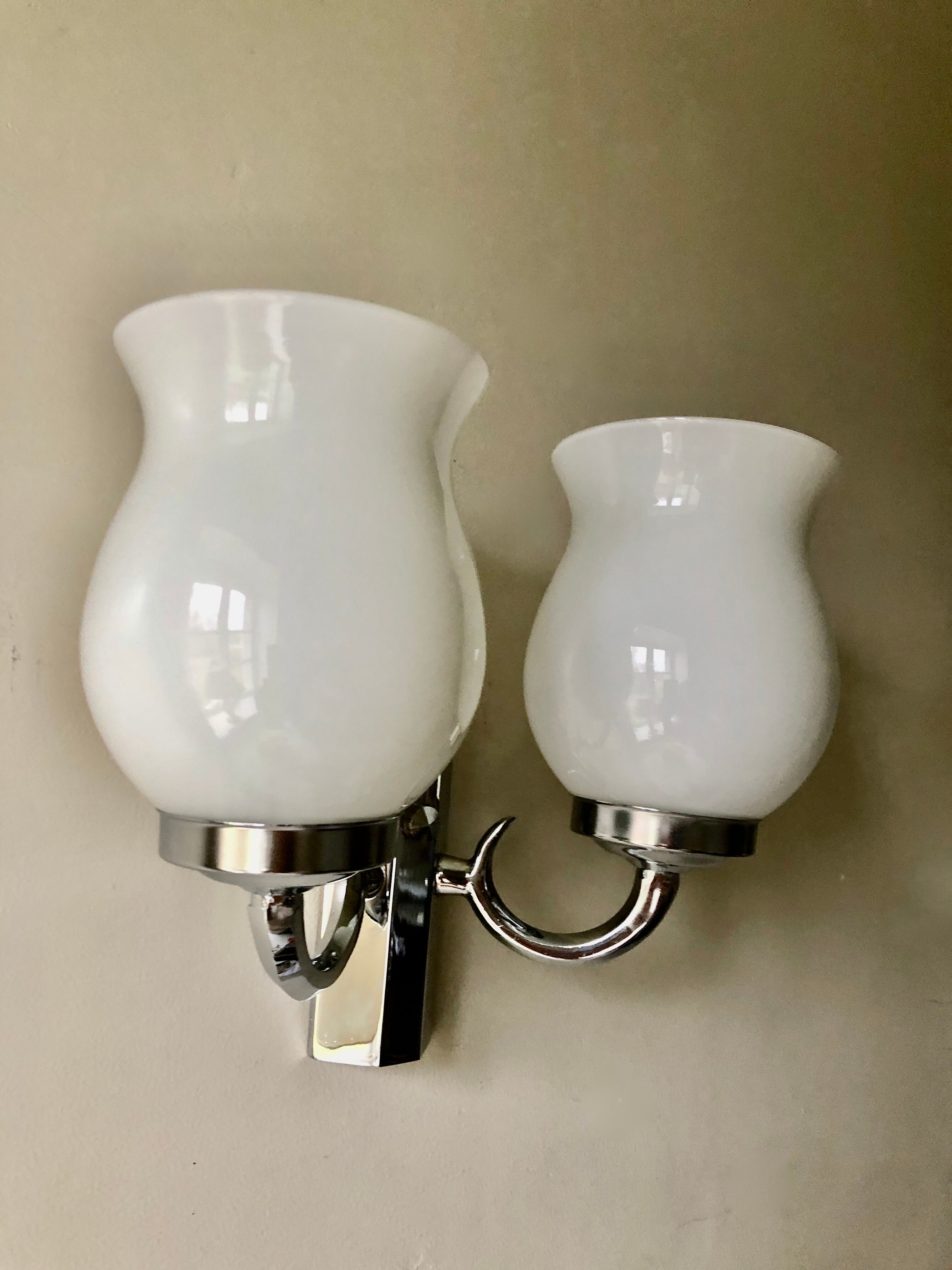 Double wall lamp in chromed metal 1970