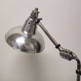 Lampe articulée industrielle, nickelé, Houillon Nancy,