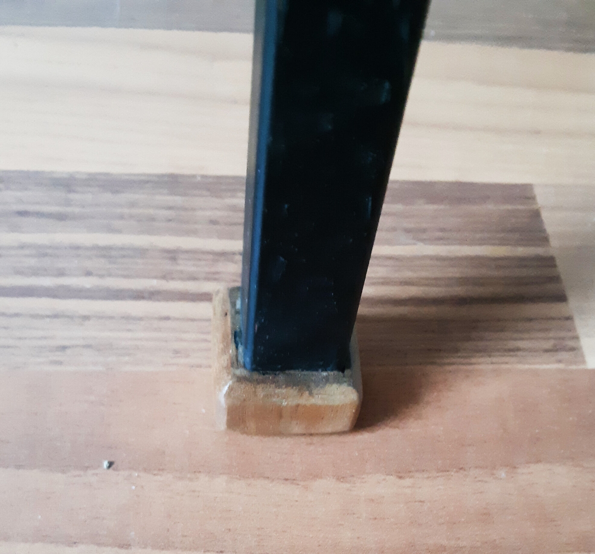 Solid wood coffee table, black metal square legs
