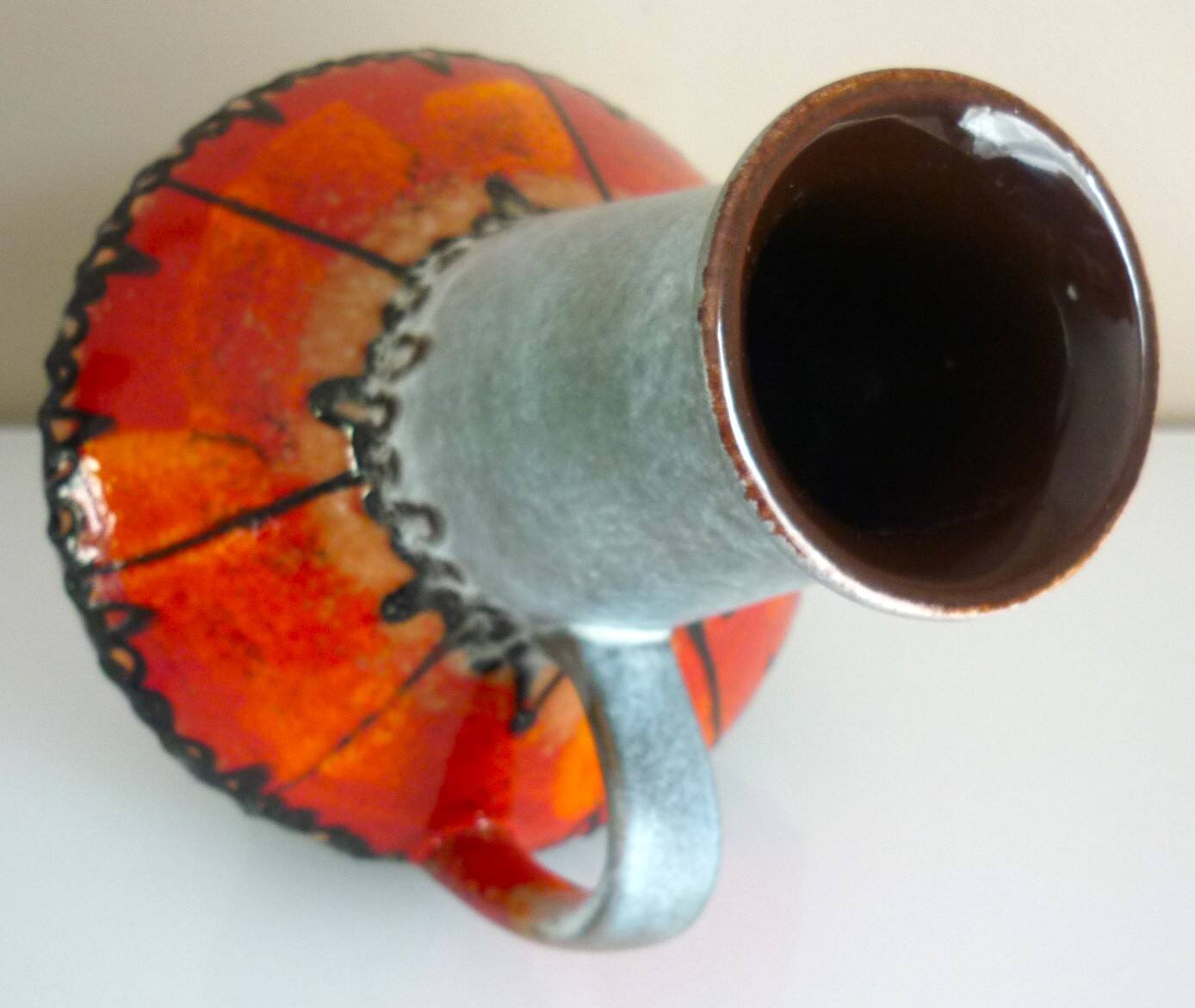 Enameled ceramic pitcher vase, Carstens West Germany, 60s/70s design