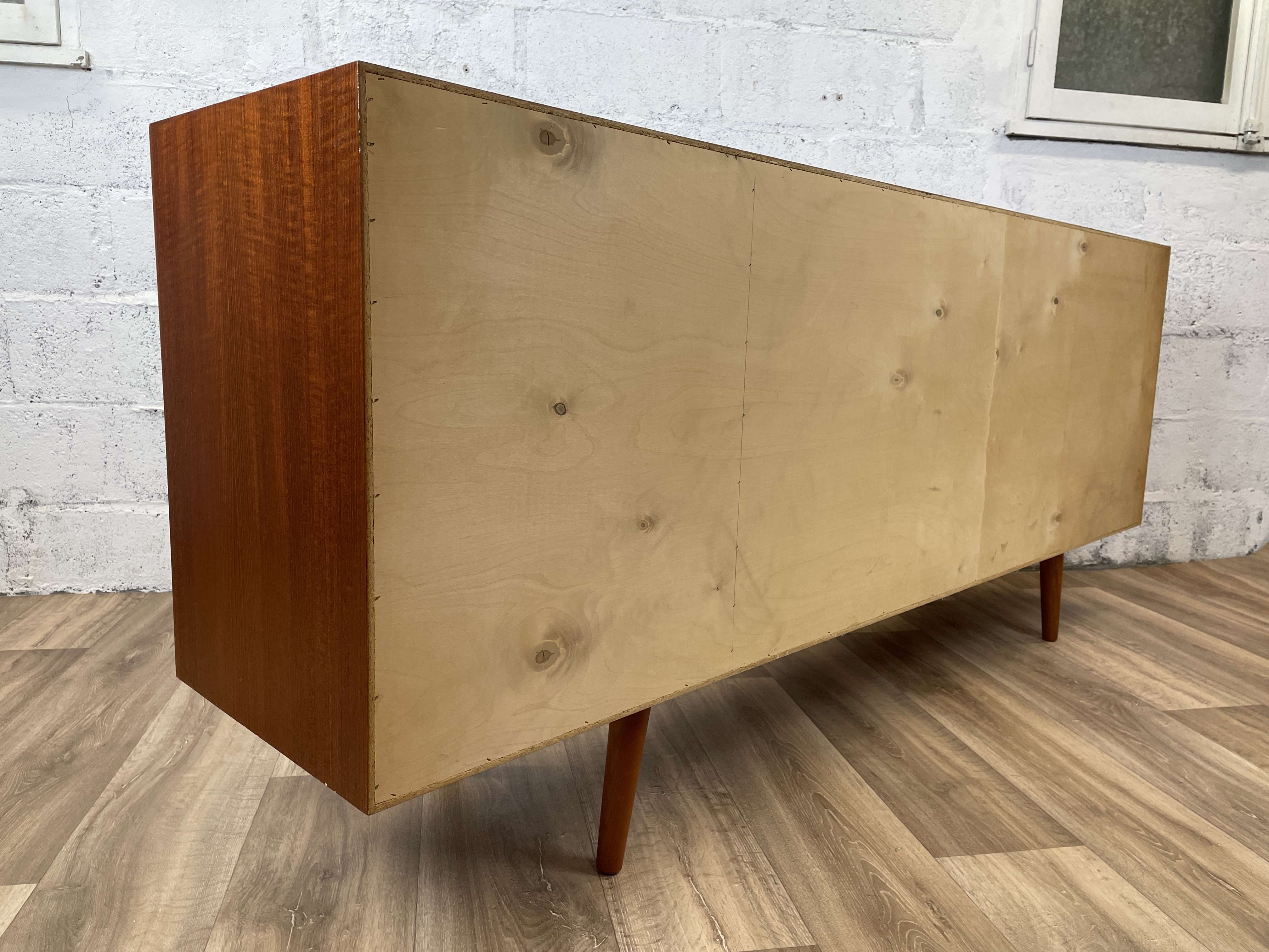 Scandinavian teak sideboard with 4 sliding doors, 60s