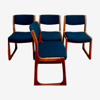 Lot de 4 chaises traineau vintage 1970