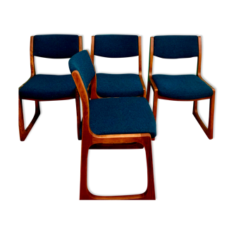 Set of 4 chairs sleigh vintage 1970