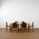 Adjustable dining set in oak and leather chairs by Van Den Berghe Pauvers