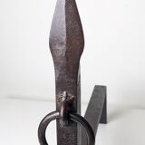 Paire de chenets moderniste en fer forgé - Années 50