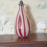 Pied de lampe ancien en verre soufflé