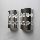 Set of 2 chromed / glass sconces by Oscar Torlasco, 1970s, Italy.