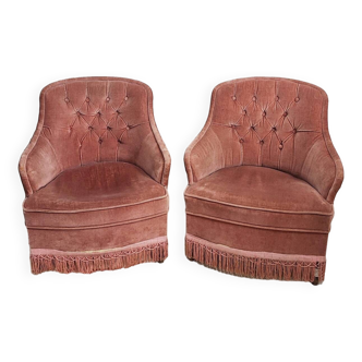 Fauteuils crapauds rose