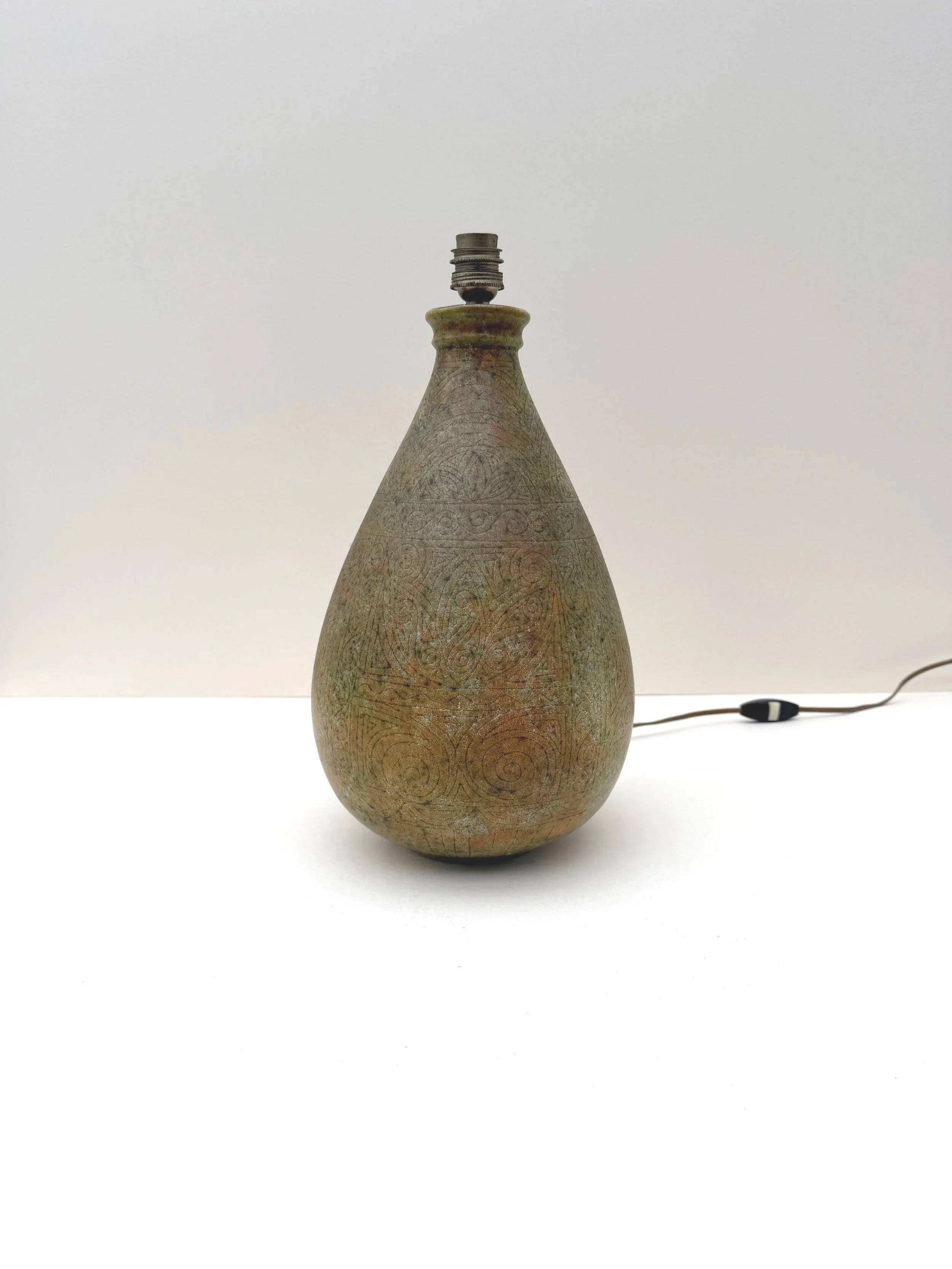 Ceramic lamp base by LA GRANGE AU POTIER, France 1960