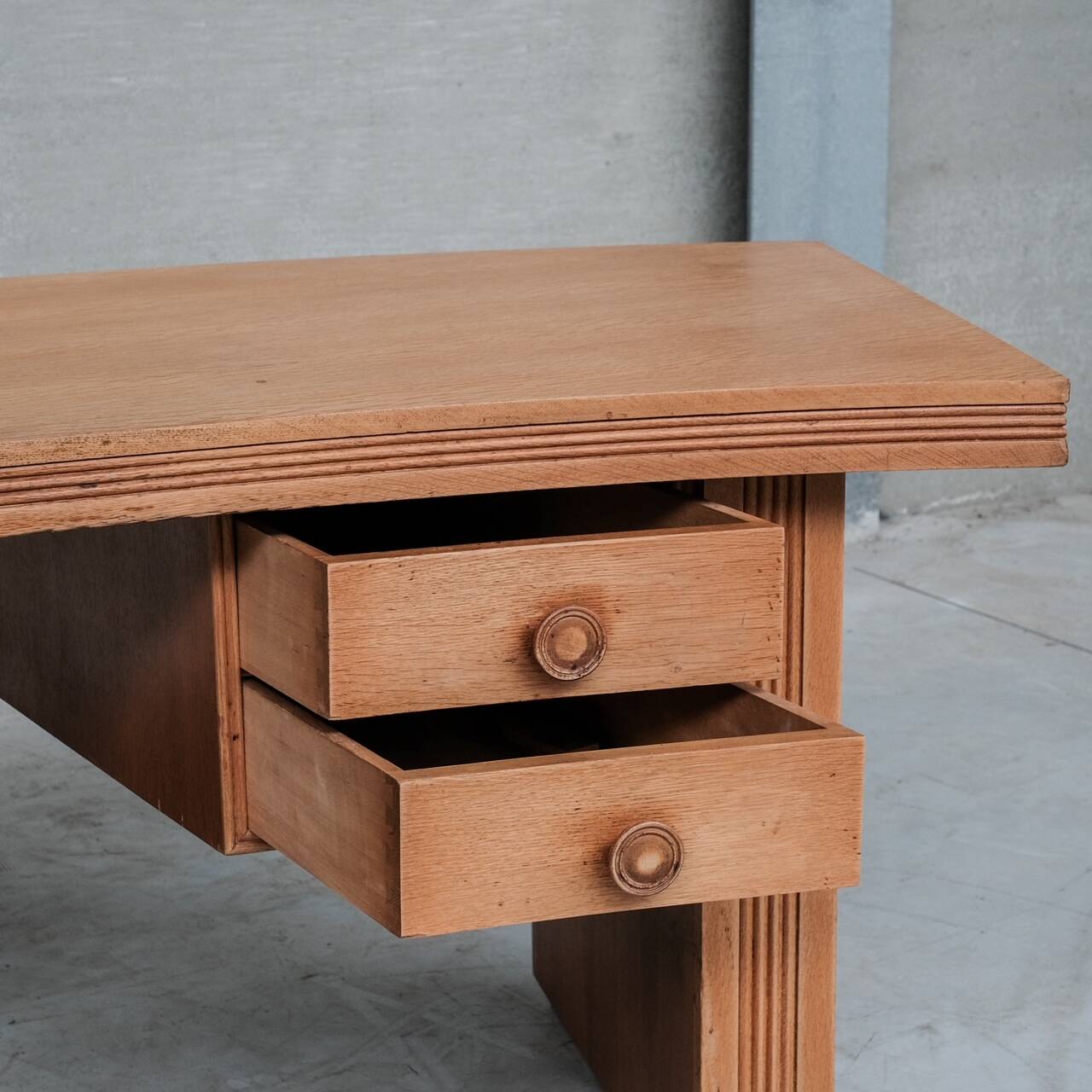 Mid-Century Oak Curved French Desk