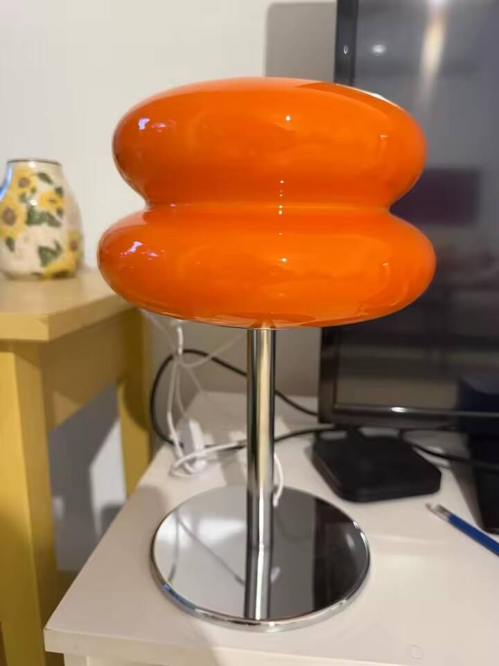 Orange Bauhaus style table lamp