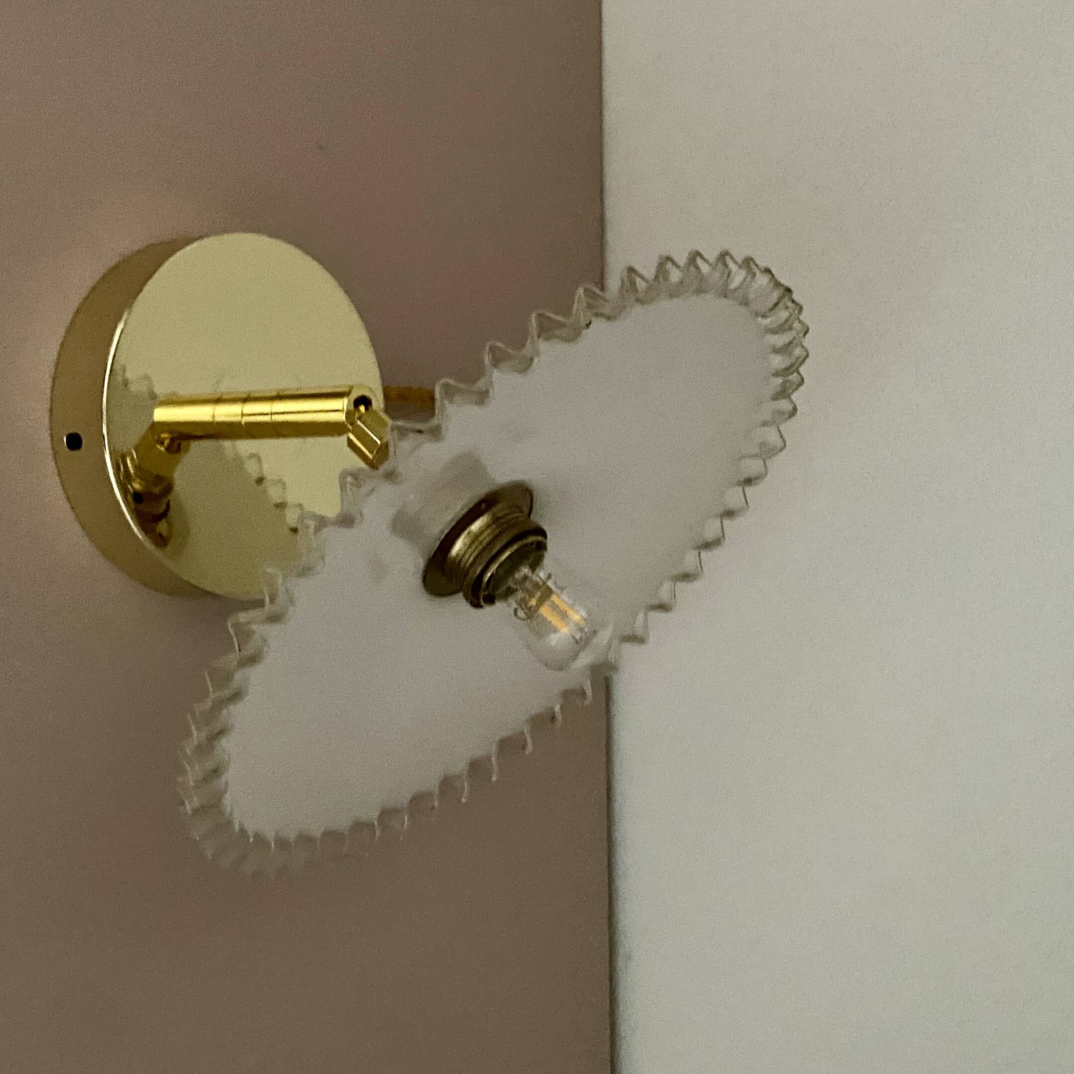 Vintage lampshade wall light in white opaline