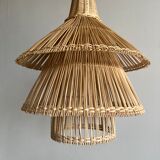 Rattan pendant lamp or light in the shape of an Asian lantern