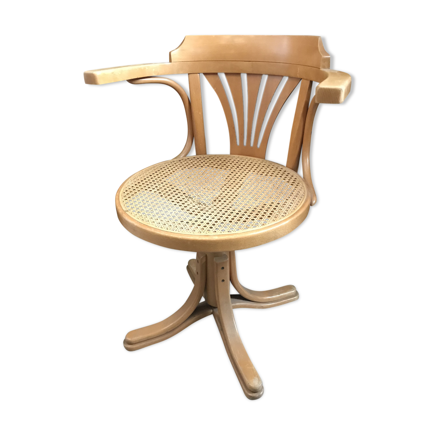 Swivel curved wooden desk armchair