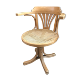 Swivel curved wooden desk armchair