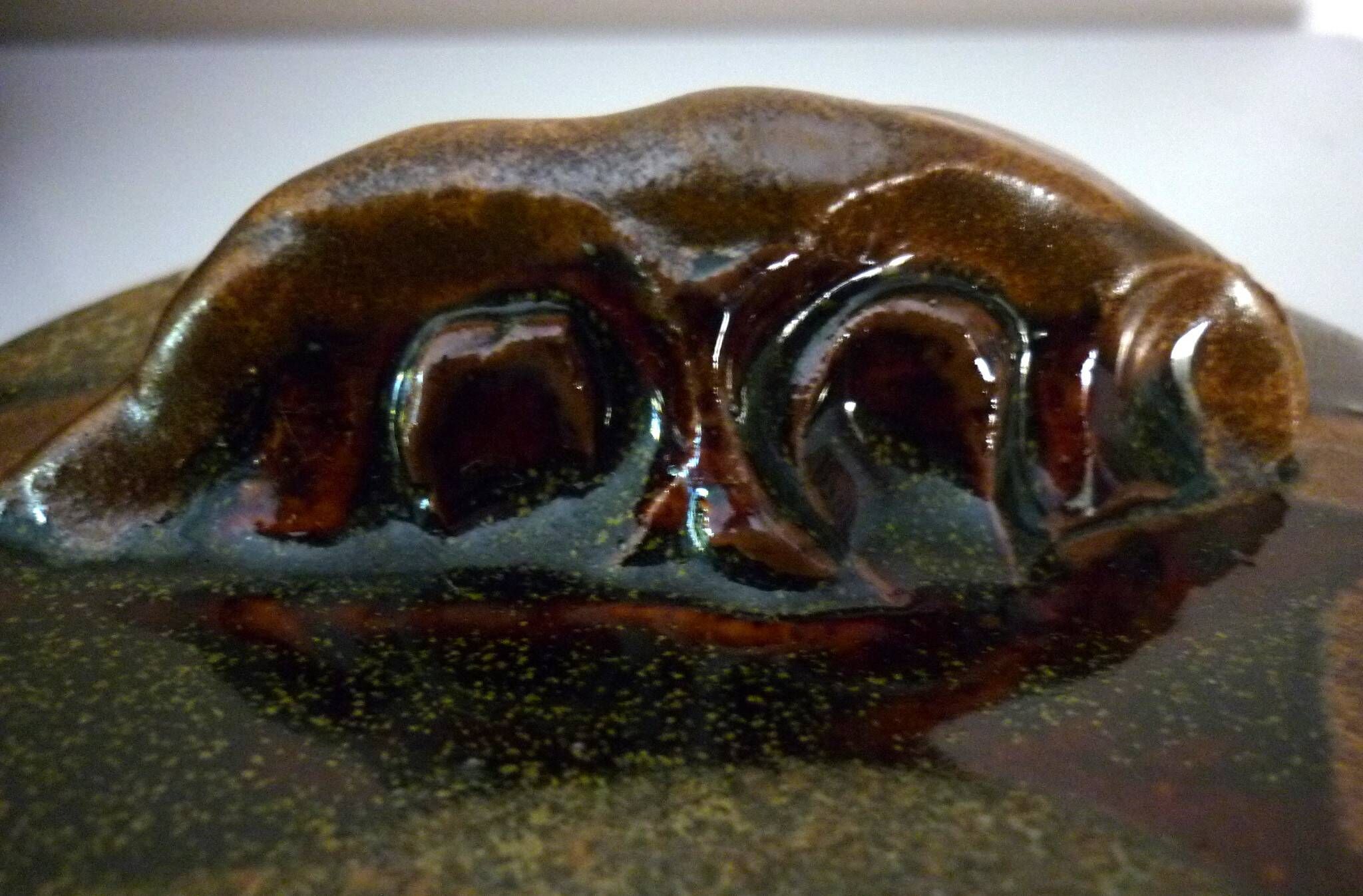 Vegetable dish, covered pot, glazed ceramic art, 1970s, signature to be identified