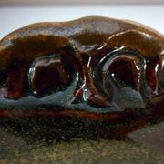 Vegetable dish, covered pot, glazed ceramic art, 1970s, signature to be identified
