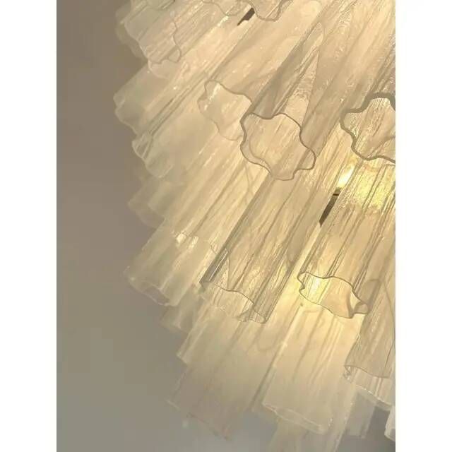 Large Venetian White Alabastro Tronchi Murano Glass Chandelier by Simoeng
