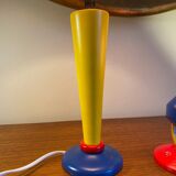 Wood and fabric lamp and wall light set