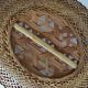 Panier ovale en croisillons de bois et rotin tressé
