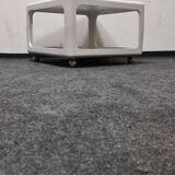 Vintage,white cubed side or coffee tableon wheels