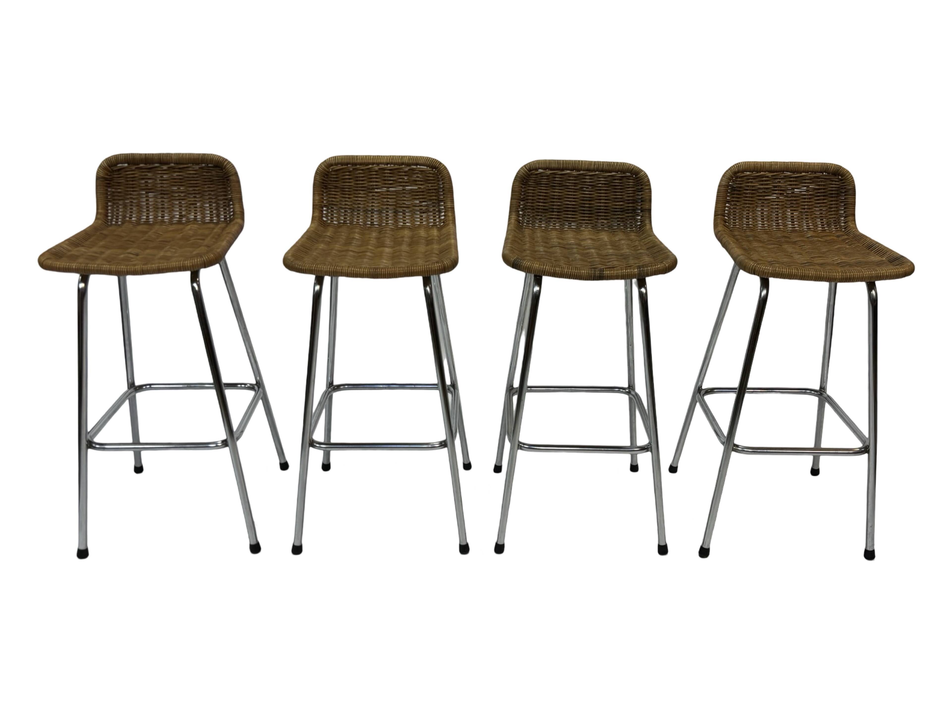 Set of 4 vintage bar stools Dirk van Sliedregt Rohe Noordwolde 1960's