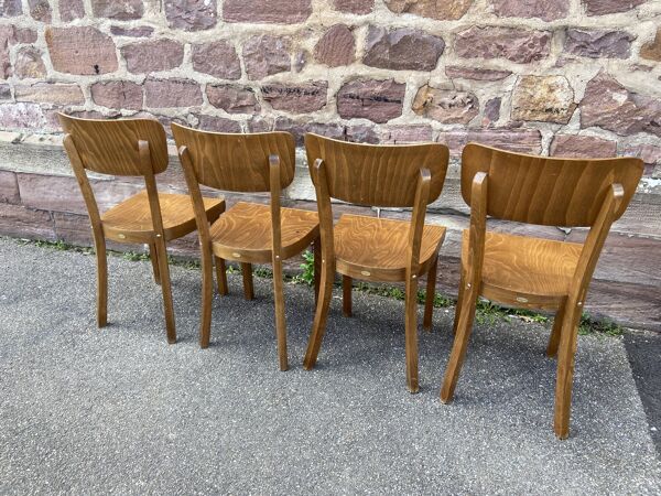 4 chaises bistrot Bois courbé Restaurant Paris bistrot baumann 1970