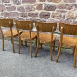 4 bistro chairs Curved wood Restaurant Paris bistro baumann 1970
